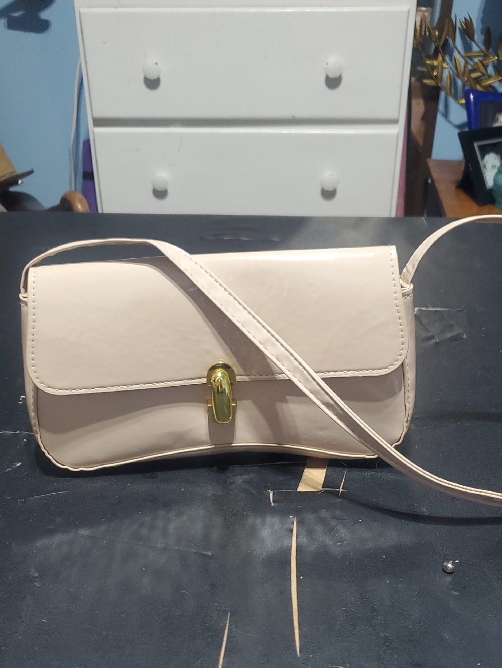 Women’s Cream Crossbody Bag with Gold Hardware